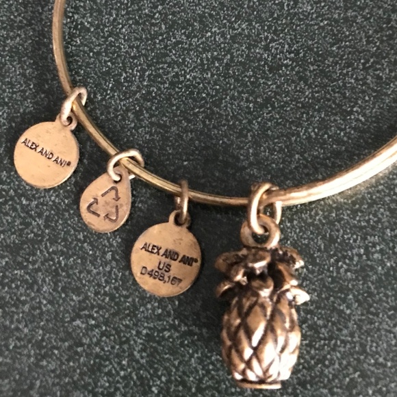 Alex and Ani Expandable Wire Bracelet Pineapple Charm - Picture 12 of 13